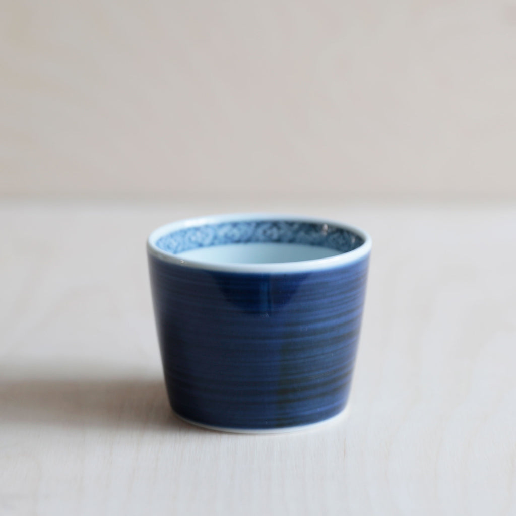 Blue ceramic soba cup, part of set