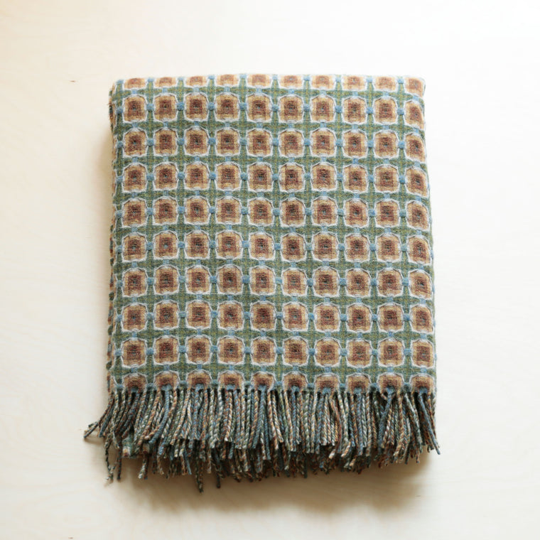 Sage and Moss Basket Weave Throw by Paulette Rollo