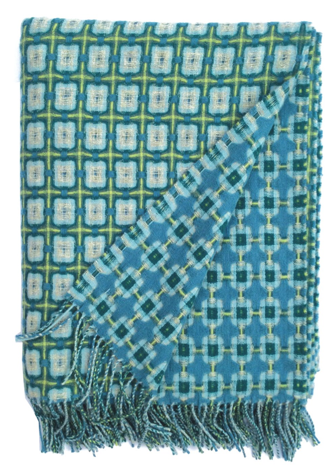 Pale Teal Basket Weave Throw by Paulette Rollo